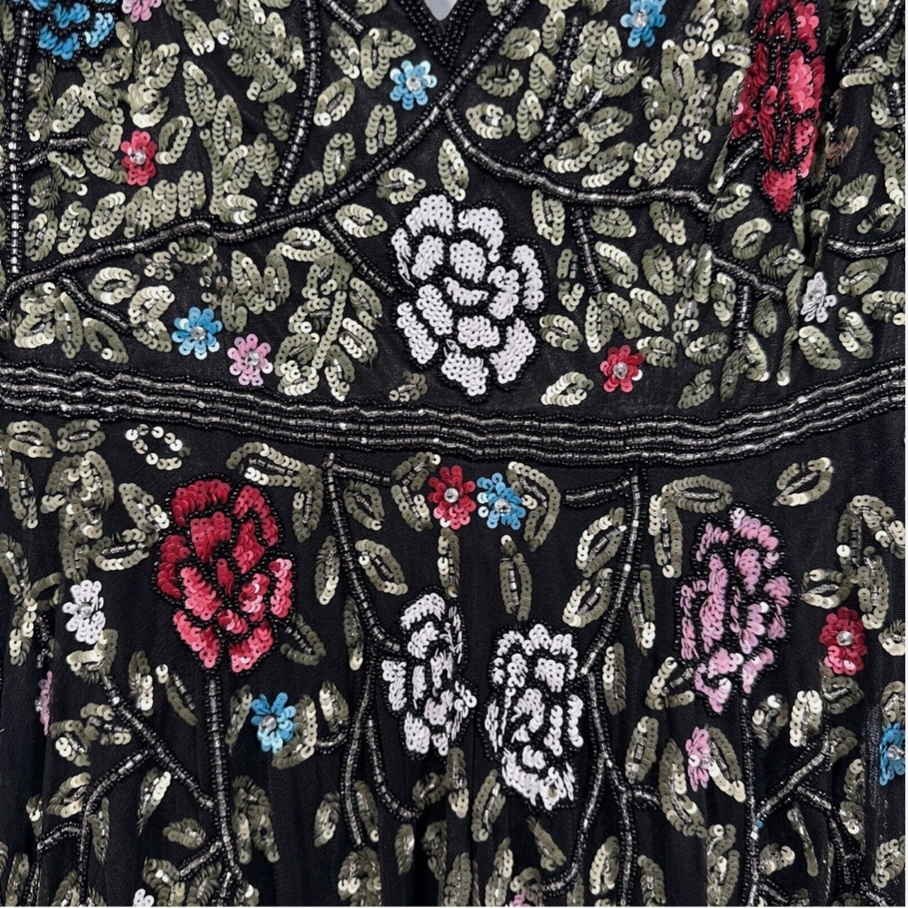 NWT $698 Mac Duggal [ 14 ] Embellished Floral Sequined‎ Gown in Black - Picture 10 of 15
